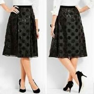 RSVP by Talbots A Line Black Skirt Clipped Dots Sparkle Wmn's Size 4